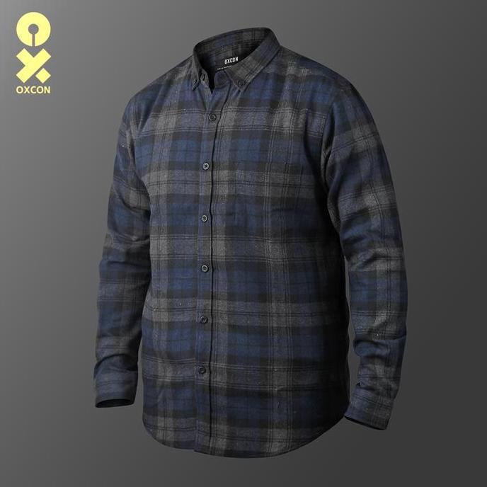 Kemeja flannel cotton CVC oxcon blue grey