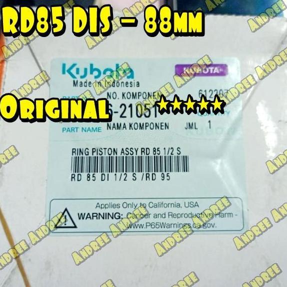 Produk Unggulan] RD-85 DIS Ring Piston Seher Kubota RD85 DIS - 88 mm Original