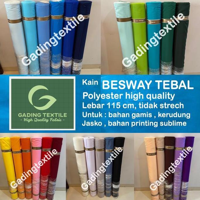 Lansungkirim- ( Per 1 Meter ) Kain Bsy Besway Tebal Polyester Lebar 115 Cm Eceran Bahan Baju Gamis K
