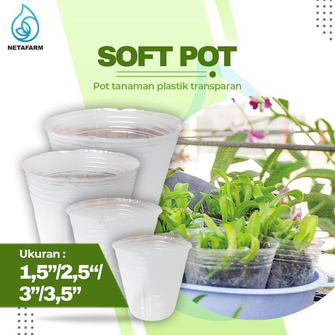 yang dicari] SOFT POT Flexible Cup Anggrek Transparan Plastik - 1,5 inch