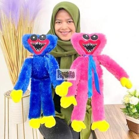 Lucuu- Boneka Huggy Wuggy Tinggi 43Cm Kain Bulu Halus Gigi Dan Mata Timbul Asli Dolls