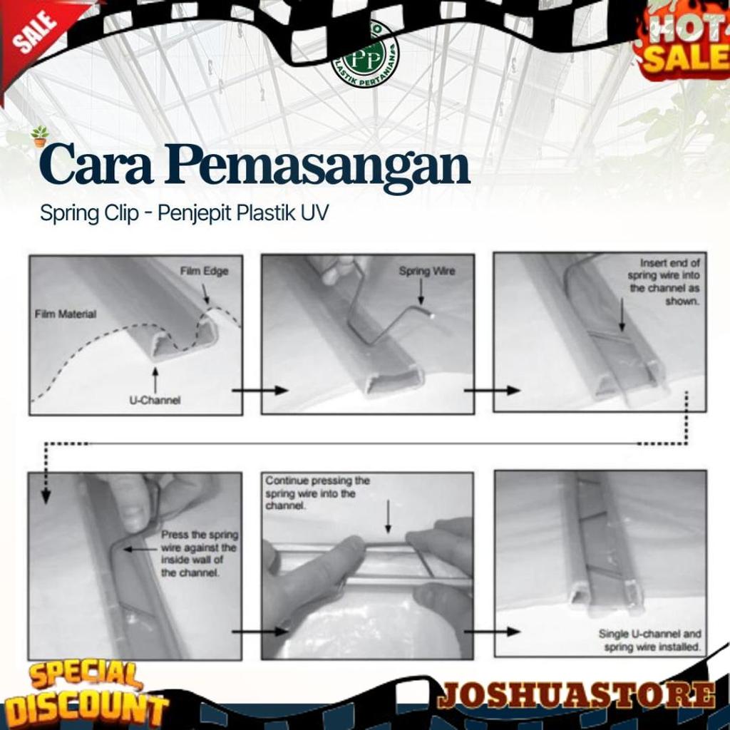 Spring Clip 2 Meter Alat Penjepit Plastik UV Green House Klip Hidroponik/Clip Spring Wire 2 Meter Te
