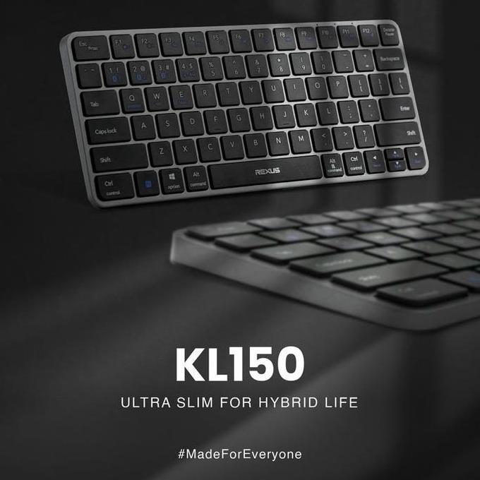 Rexus KL150 Ultra Slim Wireless Keyboard Dual Connection Bluetooth +2.4 GHz 75% Low Profile Multi Pl