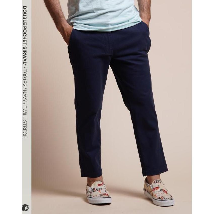 SAMASE Sirwal Double Pocket T001P Sirwal Celana Pakaian Pria Dewasa Terbaru Hitam Polos