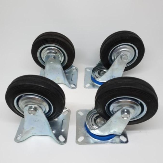 Roda Karet Troli Roda Etalase 6" Inchi Satu Set