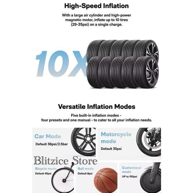 Xytic- Hoto Electric Air Pump Adv Portable Air Compressor Tire Inflator Rechargeable Car Bike Bicycl