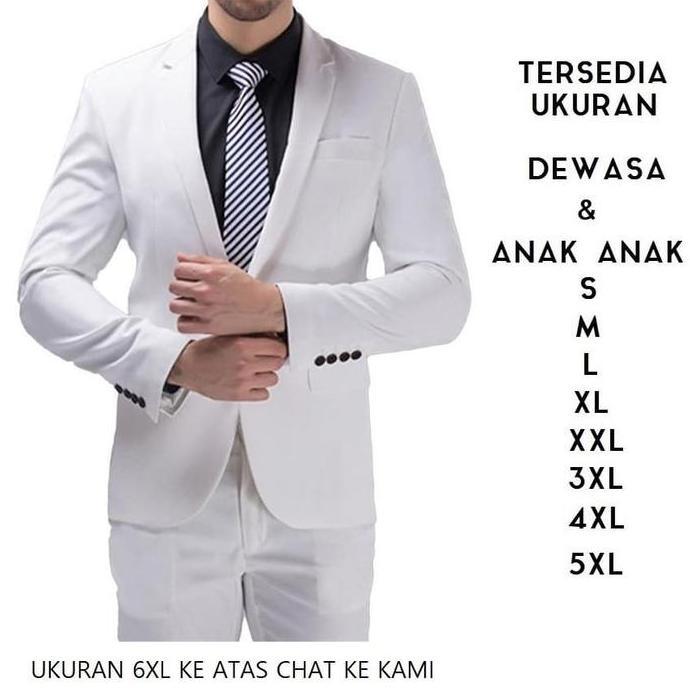 UKURAN LENGKAP Jas putih pria formal pesta acara kondangan kerja jumbo