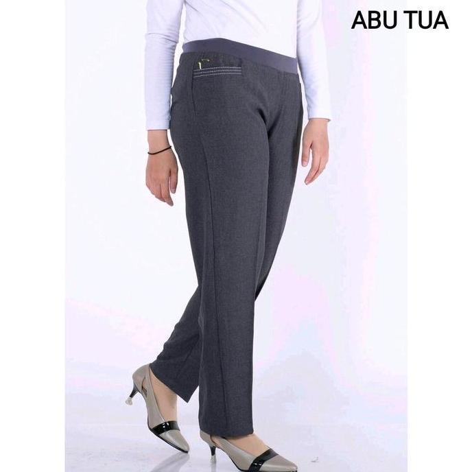Terbaru Celana Kerja Wanita Kantor Up Pinggang Karet High Waist Standar Dan Jumbo Size M-7L - Kulot,