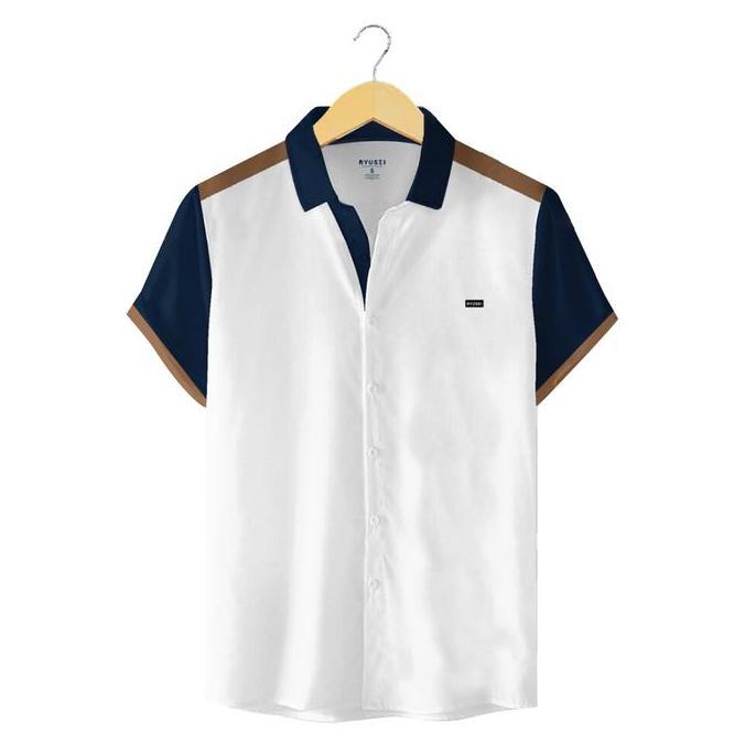 DISKON RYUSEI KEMEJA KERAH REGULER LENGAN PENDEK KASAGI CMB WHITE
