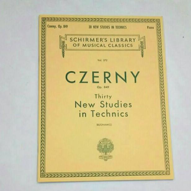 Buku piano Czerny op.849 op.740 Thirty new Studies in Technics terbitan Schirmers Library buku origi