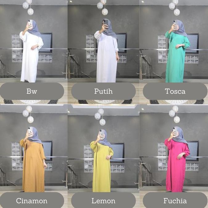 FREE ONGKIR PAKET HEMAT 3 PCS GAMIS DASTER FATHIA DRESS LENGAN KARET 7/8 LD 120 CRINKLE AIRFLOW MUSL