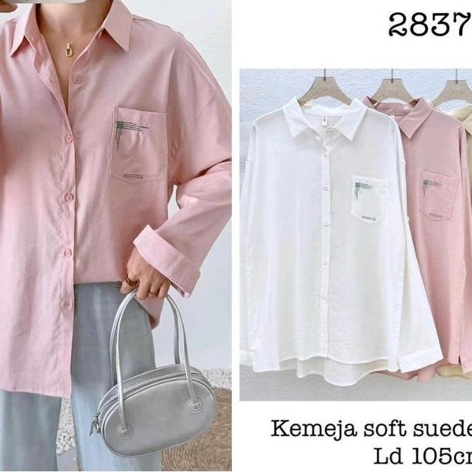 FREE ONGKIR KEMEJA WANITA SOFT SUEDE IMPORT PREMIUM LONDON GIRL DAN AIMI ORI FORMAL SANTAI LEMBUT NY
