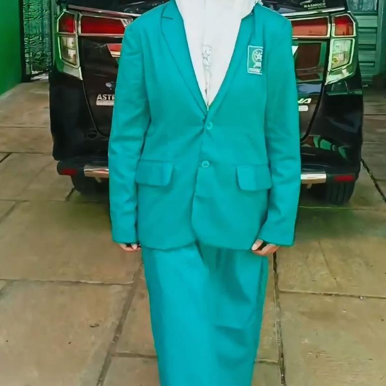 Sale Setelan Jas Fatayat Nu Rok Floy + Logo Bordir Warna Hijau Tosca & Hijau Daun Fatayat Nu Resmi P