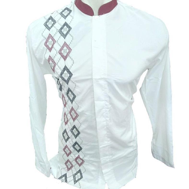 Termurah Motif Random Abdillah Putih Panjang / Koko Bordir