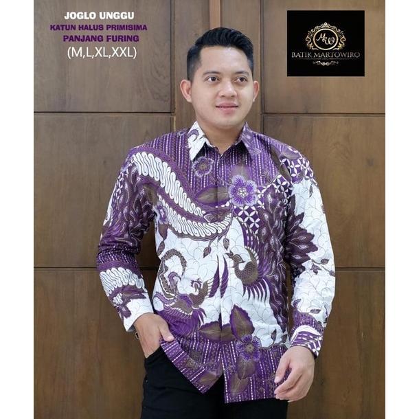Termurah Kemej Batik Lilac Joglo Ungu Full Furing Katun Halus Size Lengkap