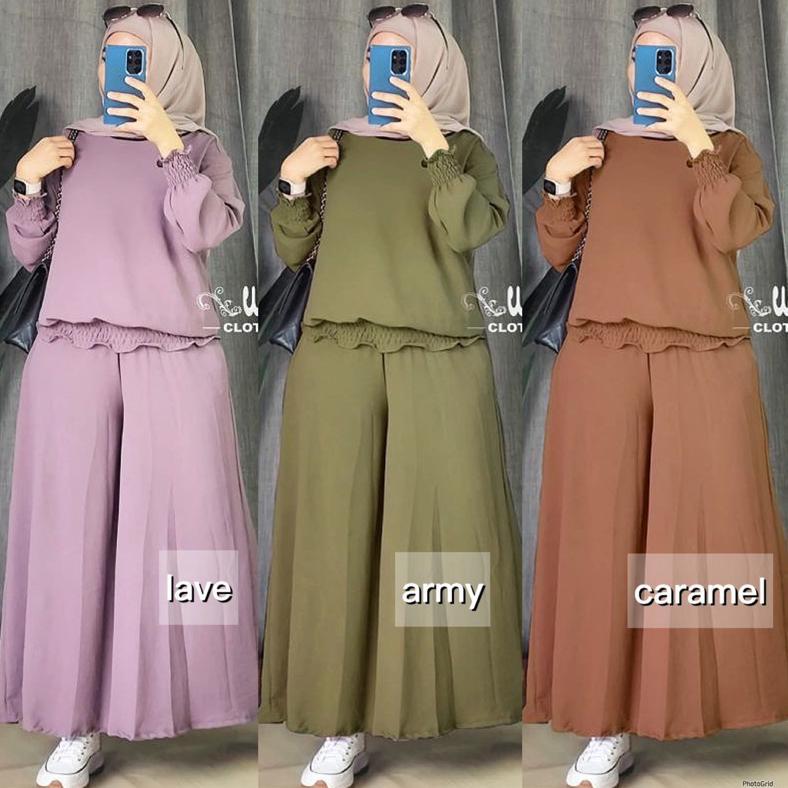 Cuci Gudang  Am - Heba Set Ld110 Setcel Kulot Crinkle Setelan Wanita Crinkle / Agnes Set / 555-7217