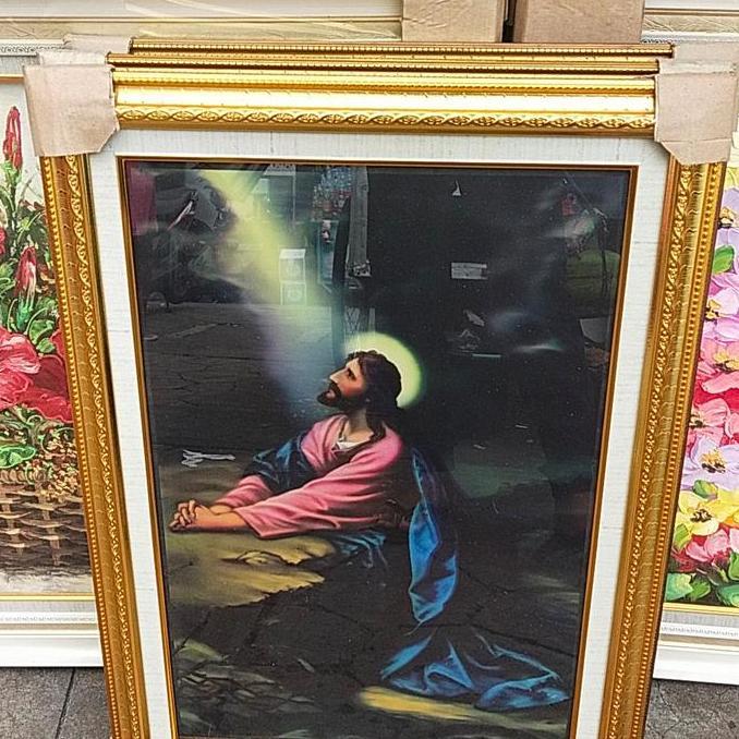 Ready new bingkai Yesus 3D UK 50x70cm+kaca+mdf