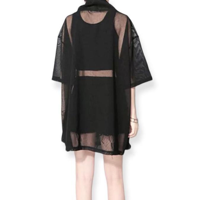 Cntikk- Blus Harajuku Atasan Wanita Korean Stylist Atasan Baju Jaring Wanita Kekinian Atasan Wanita 