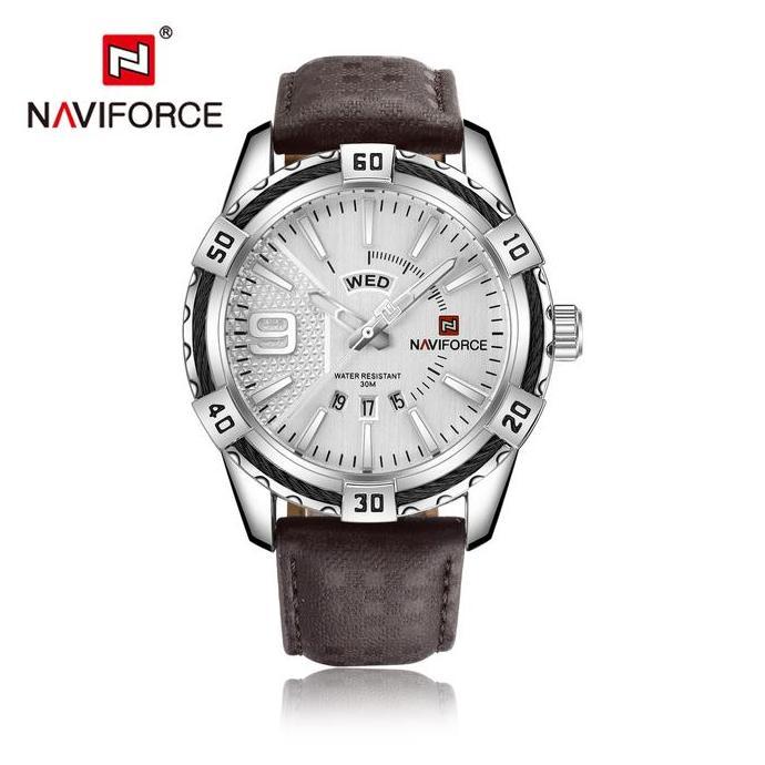 Jam Tangan Pria Navi Force Orinal Tahan Air Quartz NF 9117 Leather