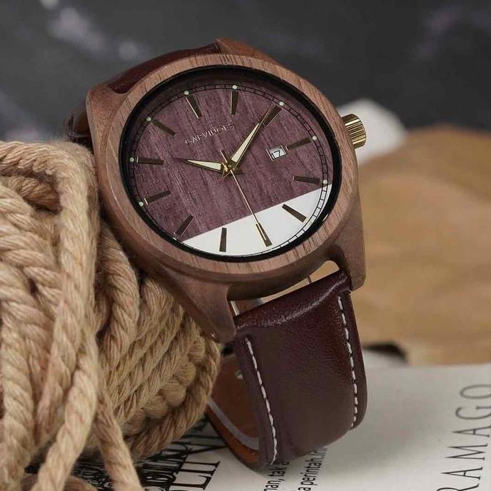 GARVINOES Dome Dark Brown Jam Tangan Kayu Pria