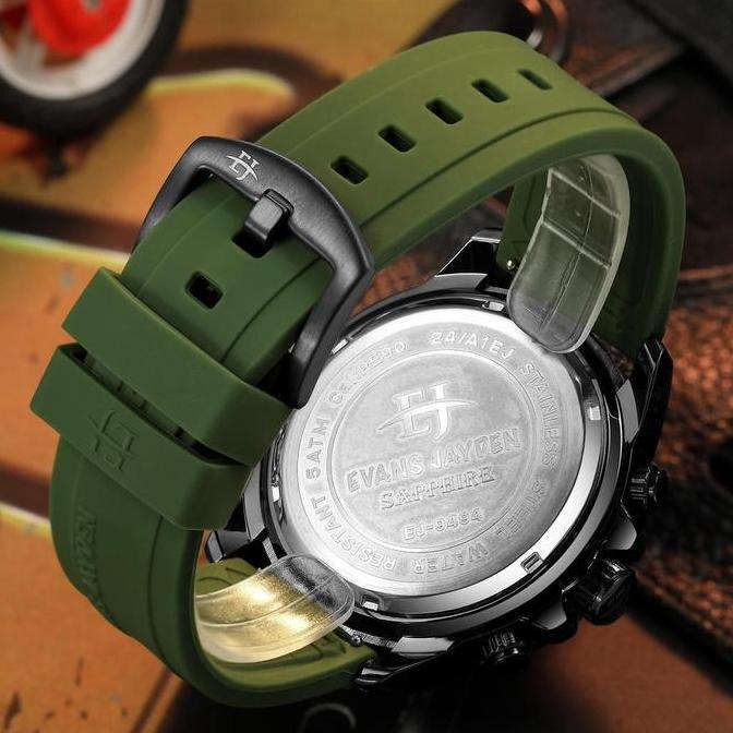 Evans Jayden Jam Tangan Pria 9494 Rubber Kaca Sapphire Chronograph Water Resistant 5ATM