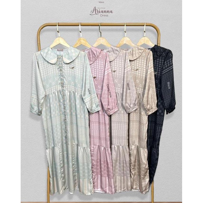 Promo Mylady Hijab Arianna Dress Gamis  Mewah Cantik Lembut Muslim Peach Pink Mint Silky Wanita