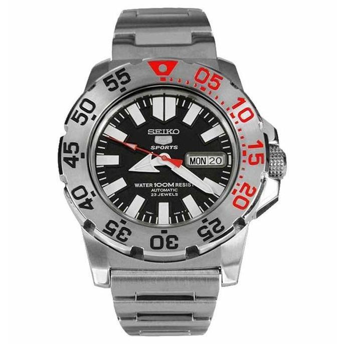 Seiko 5 Man SNZF47K1 Mini Monster 100M Silver Black Red