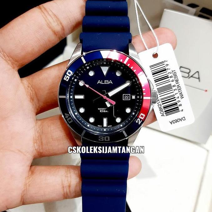 JAM TANGAN PRIA ALBA AG8K21X1 SILVER BLUE PEPSI ORINAL BERGARANSI