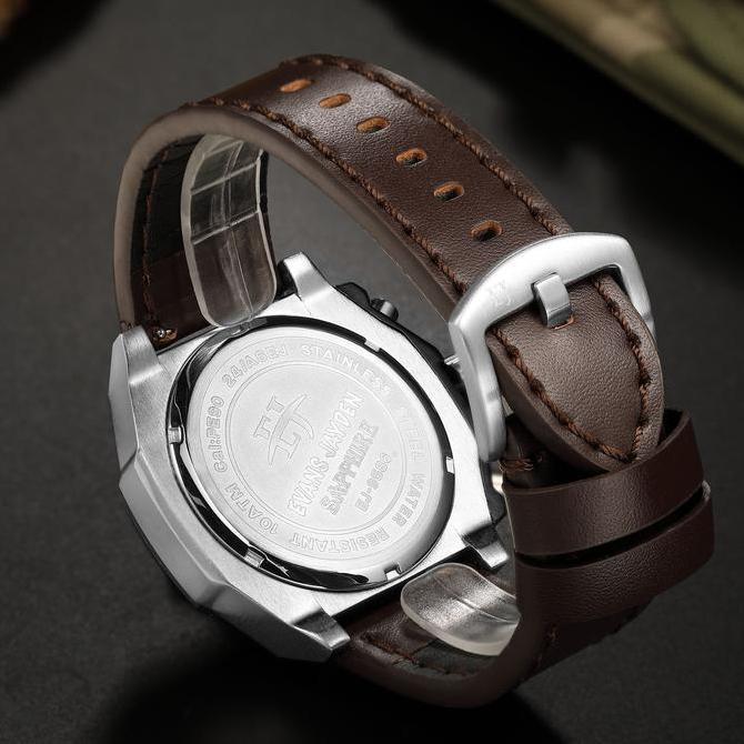 Evans Jayden Jam Tangan Pria 9586 Kulit Kaca Sapphire Chronograph Water Resistant 10 ATM Stainless W