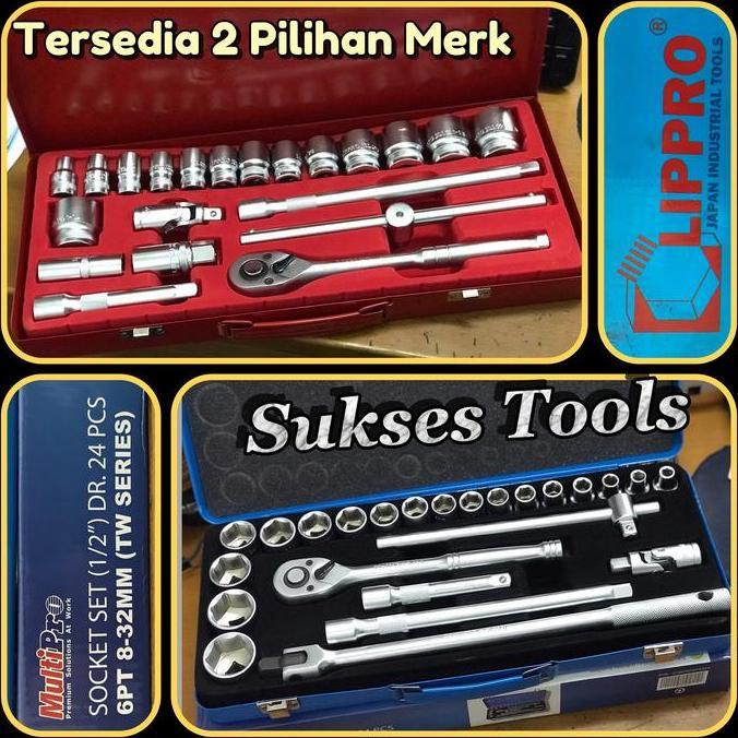 Promo 1/2 DR Socket Set Kunci Sok Set Lippro 22 pcs Sock Set Multipro 24 pcs Diskon