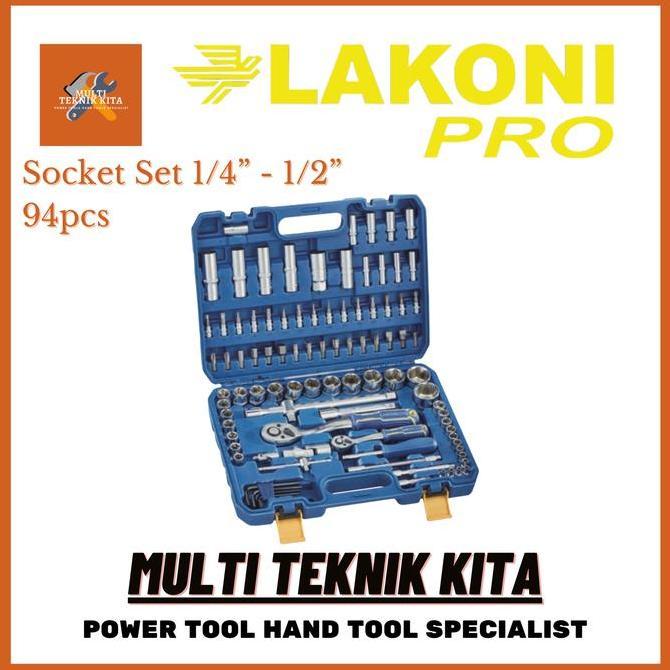 Promo LAKONI PRO Kunci Sock Set 94pcs Socket Wrench 1/4 - 1/2 inch Diskon
