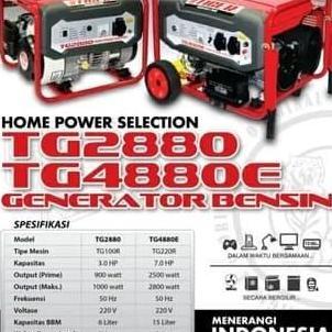 Genset 2800 Watt. Tiger Tg4880E. Double Stater Berkualitas