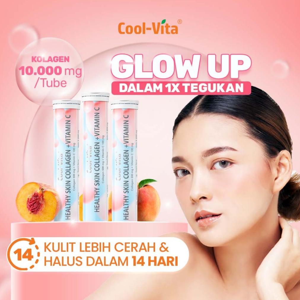[Best Selling] Collagen Tablet Glow Up 3 Tube Isi 60 Tablet Coolvita Minuman Kecantikan untuk Kulit 