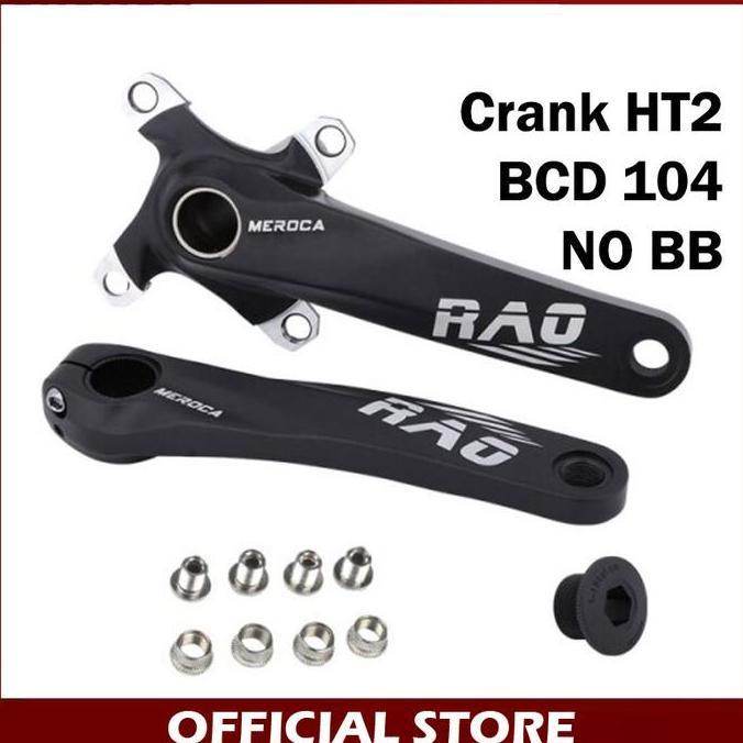 TERBARU Meroca Rao Crankset Tanpa BB HT2 Crank Set Hollowtech BCD 104 Hitam
