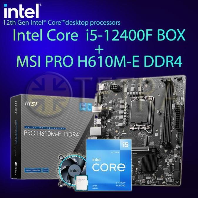 TERBARU - [Bundle] Intel Core i5-12400F BOX + MSI PRO H610M-E DDR4 Motherboard