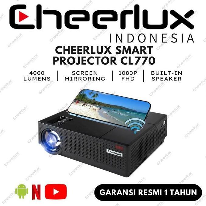 TERMURAH - Proyektor Cheerlux Cl770 Android 4000 Lumens Projector Full HD 1080P | Projector Cheerlux