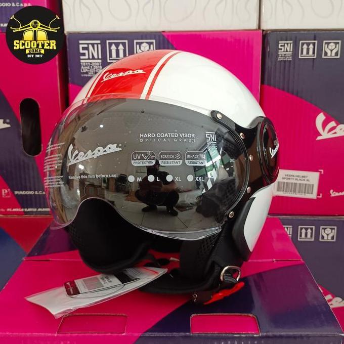 * HELM VESPA ORIGINAL WHITE RED //