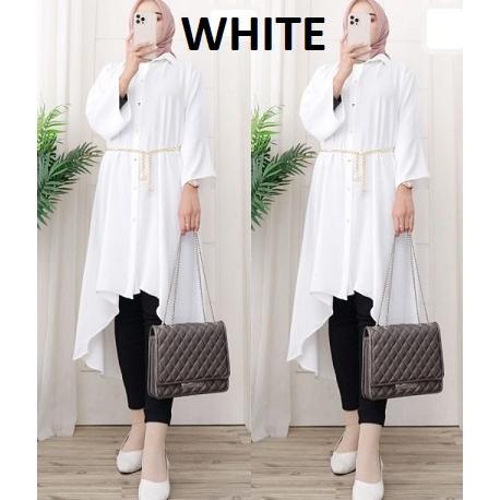 Tunik Bahan Cringkle Airflow Import / Tunik Model 2023 /Ter/ Import Jumbo Full Kancing Busui Friendl