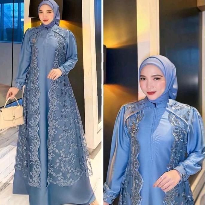 GAMIS BROKAT WANITA REMAJA MUSLIM MARBELA DRESS BRUKAT MEWAH BAJU LEBARAN KONDANGAN PESTA