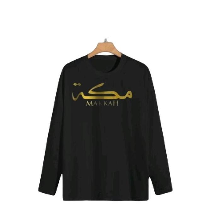 kaos  lengan panjang distro makkah kaos baju mekkah ARAB tulisan Pria Atasan Oblong Dewasa panjang M