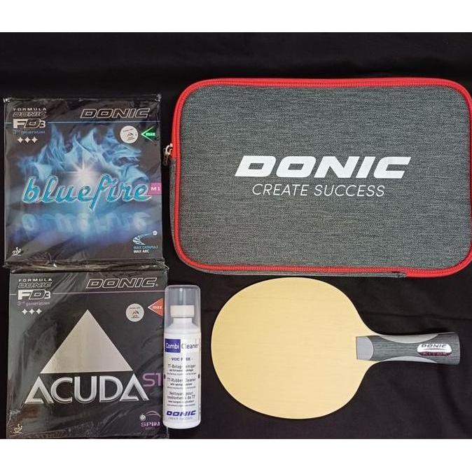 Bat Pingpong Donic Liping Kitex + karet Donic Acuda Bluefire set