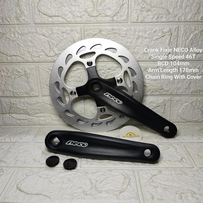 Crank 46T Neco Alloy Single 1 Speed Bcd 104 Arm 170Mm As Tengah Bb Kotak Sepeda Fixie Roadbike Lipat