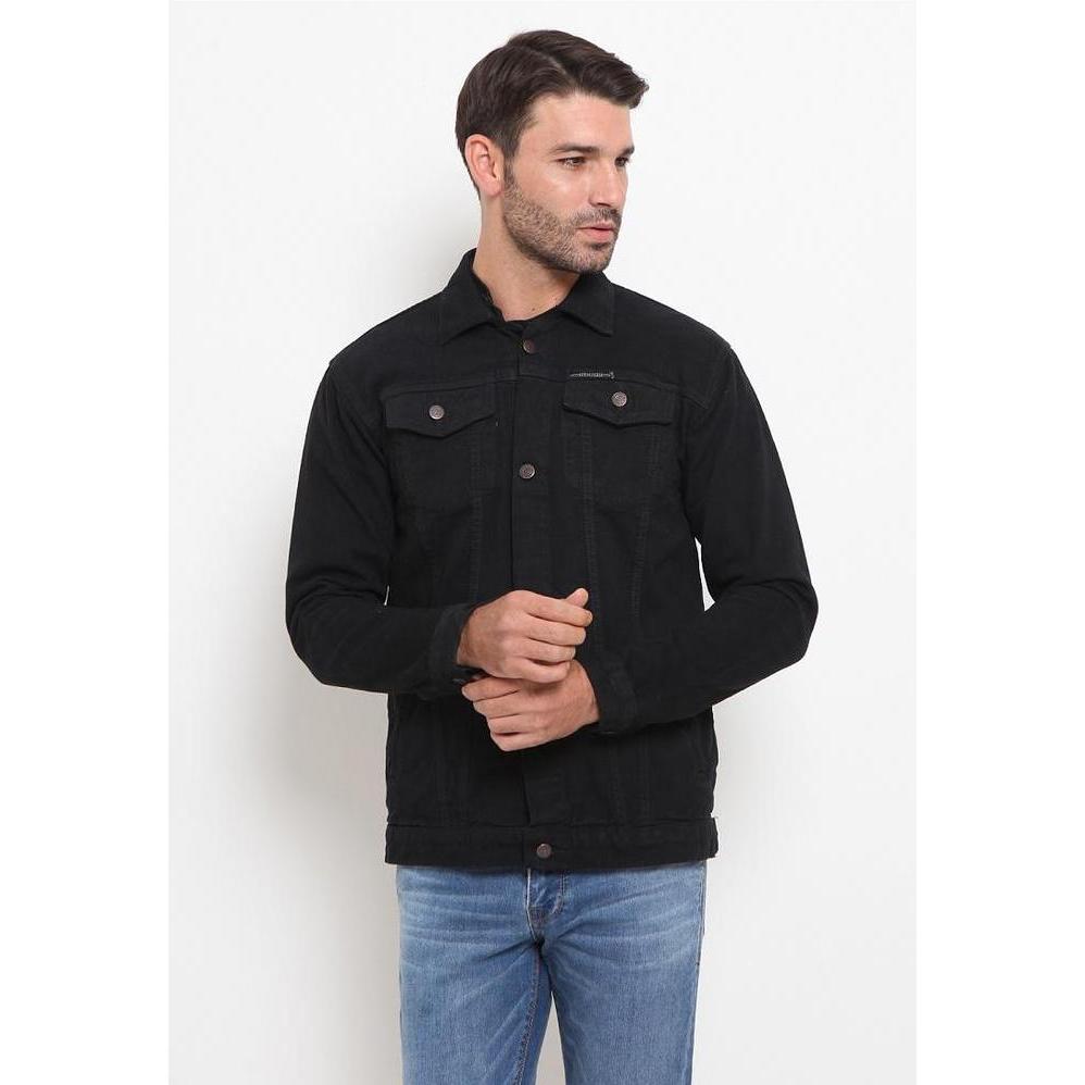 HEMMEH Jaket Jeans Hitam Polos Jaket Denim Hitam Polos Jaket Jeans Pria Hitam Polos