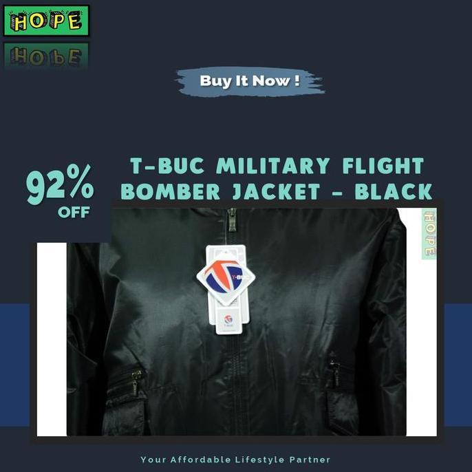 Orinal BNWT T-BUC Military Bomber Jacket - Solid Black