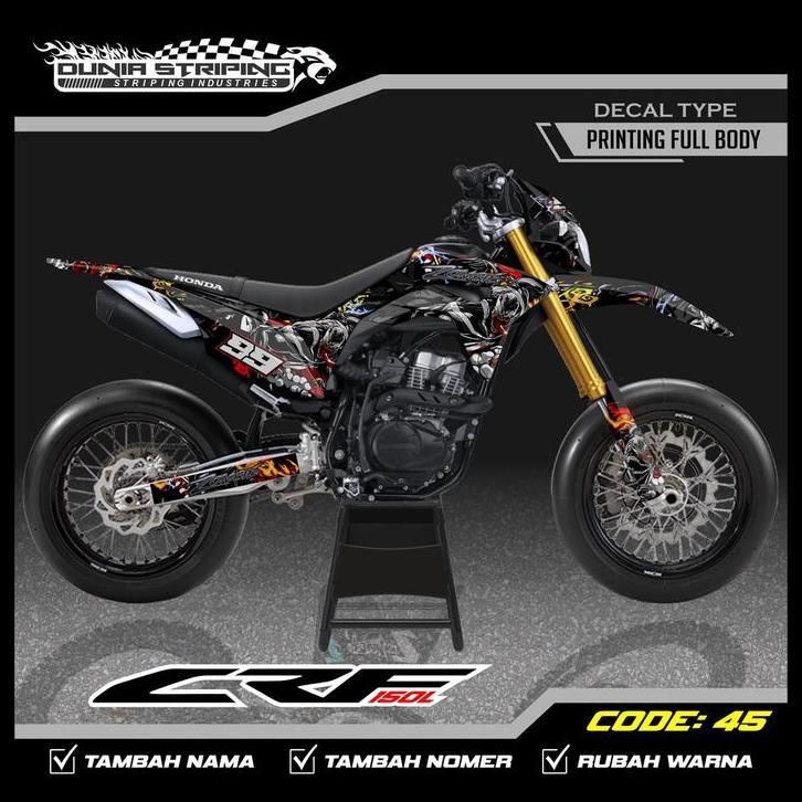 TERMURAH PREMIUM DECAL CRF 150L LIVERY VENOM FULL BODY SPORTY DESAIN TERBARU KODE-A14 