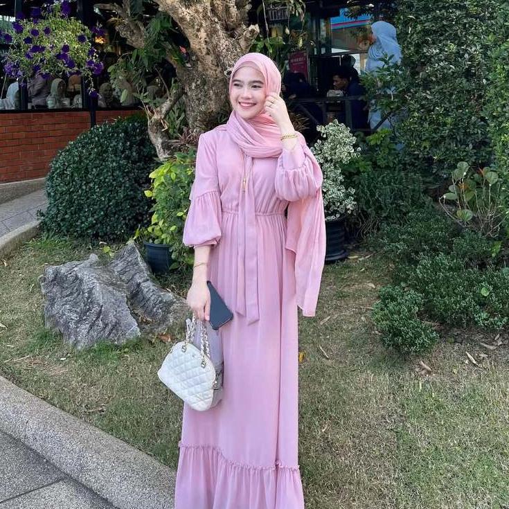 Sahira Dress Gamis Remaja Polos | A-line flowy Dress Muslimah Bahan Adem by Zea