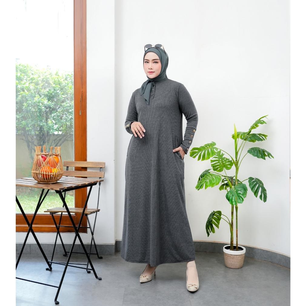 KHAYLA Dress Knit - Gamis Casual Simpel Panjang Muslim Sporty Busui