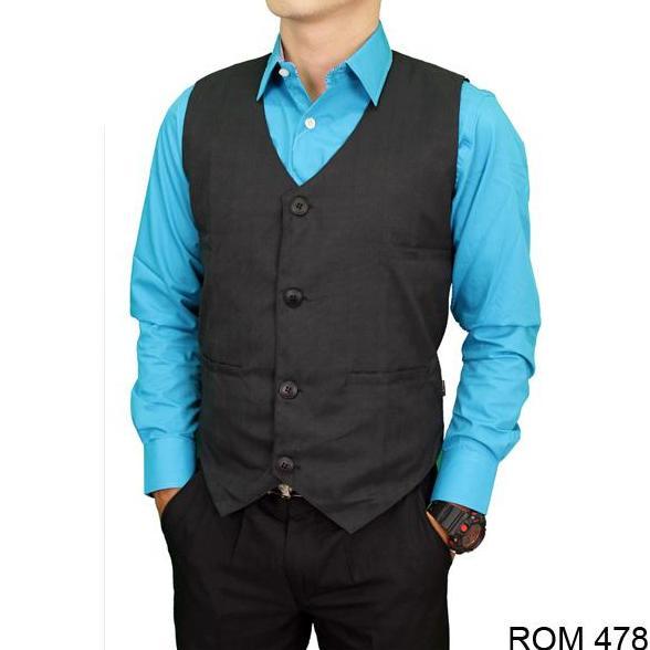 Vest Pria Katun Hitam  ROM 478