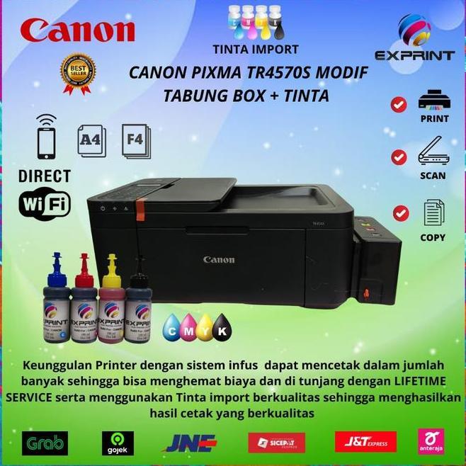 Canon Pixma Tr4570S Infus Tabung Box Print Scan Copy Fax Wifi