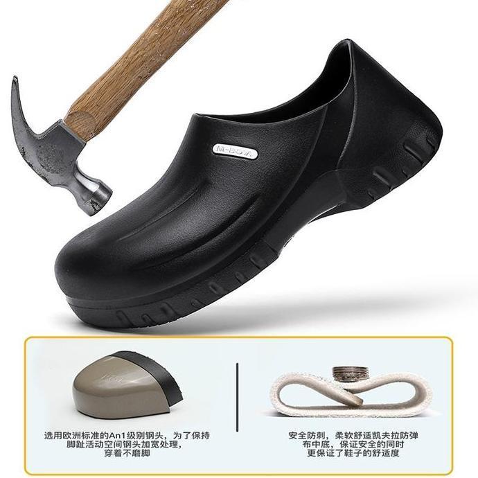 M-BOYA Sepatu Kitchen Anti-Slip M-BOYA Ujung Besi Chef Shoes EVA+PU Tahan Air Melindungi dari Bentur